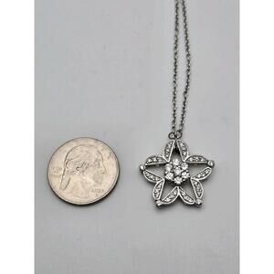 Sterling Silver CZ Star Pendant Necklace 16.5–18" Adjustable